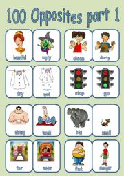 English Worksheet: 100 OPPOSITES PART 1 OF 7