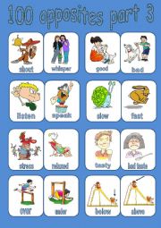 English Worksheet: 100 OPPOSITES PART 3 OF 7