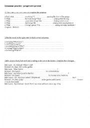 English worksheet: Present continuous exercises