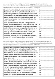 English Worksheet: Mixed Verb tenses- Error Correction
