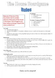 English Worksheet: The House Boardgame
