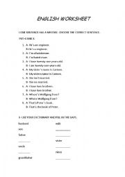 English worksheet: English Worksheet