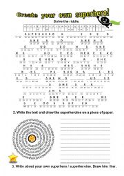 English Worksheet: Create your own superhero! (+key)
