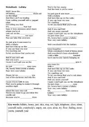 English worksheet: Music Printable - Nickelback Lullaby