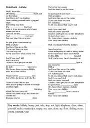 English Worksheet: Music Printable - Nickelback Lullaby