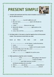 English Worksheet: PRESENT SIMPLE