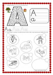 English Worksheet: LETTER A 