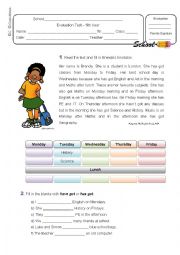 English Worksheet: Evaluation Test