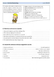 English Worksheet: inversion