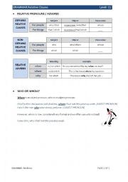 English Worksheet: relative clauses