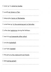 English worksheet: FREQUENCY ADVERBS