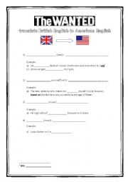 English Worksheet: BRITISH ENGLISH vs AMERICAN ENGLISH (with key)