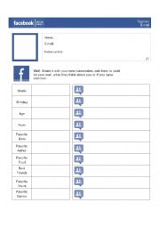 English Worksheet: FB for introducing 