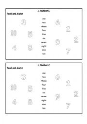 English worksheet: numbers to 10