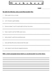 English worksheet: Modal verb - would