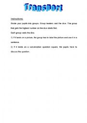 English worksheet: transport