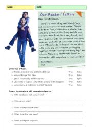 English Worksheet: Comparative reading comprehension