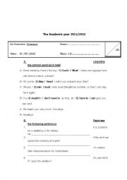 English Worksheet: Grammar test