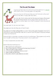 English Worksheet: fable - the fox an the grapes