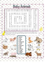 English Worksheet: Baby Animals