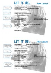 English Worksheet: Let it be, John Lennon