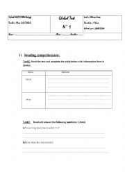 English Worksheet: Global test
