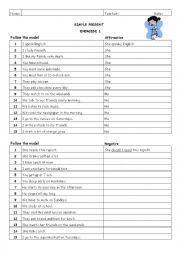 English Worksheet: Simple Present Exercise