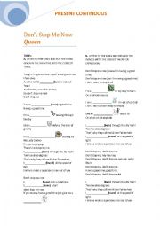 English Worksheet:  Present Continuous song