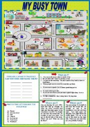 English Worksheet: My busy town