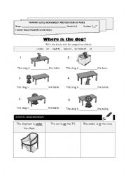 English Worksheet: WHERE IS THE DOG