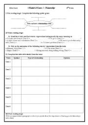 English Worksheet: Relationships 8th form