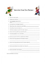 English Worksheet: Interview Your Partner