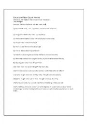 English worksheet: Count and non-Count nouns 