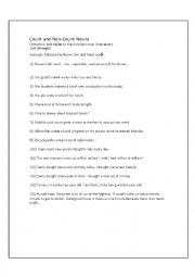 English Worksheet: Count and non-Count nouns 