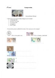 English worksheet: money 
