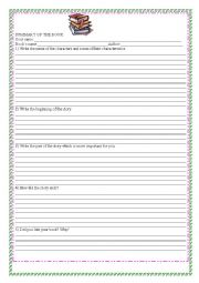 English Worksheet: AFTER READING A BOOK ACTIVITY