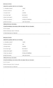 English worksheet: personal questions