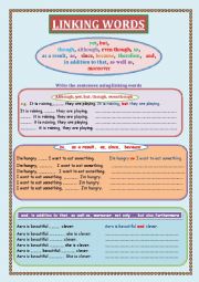 English Worksheet: Linking words Exercises