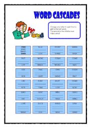 English Worksheet: Word Cascades