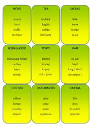 English Worksheet: TABOO Game Part 1