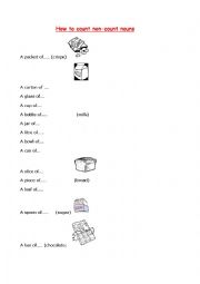 English worksheet: how to count non-count nouns