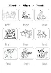 English Worksheet: First, then and last