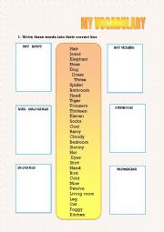 English Worksheet: vocabulary for kids