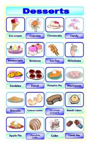 English Worksheet: Desserts Pictionary