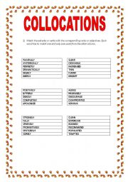 English Worksheet: MEMORABLE COLLOCATIONS