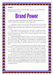 English Worksheet: BRAND POWER