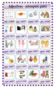 English Worksheet: Adjectives - antonymic pairs