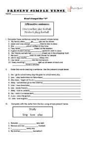 English Worksheet: Simple Present Tense_ Affirmative 