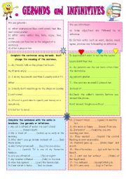 English Worksheet: GERUNDS AND INFINITIVES