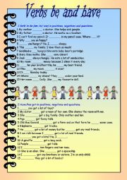 English Worksheet: Verbs be and have